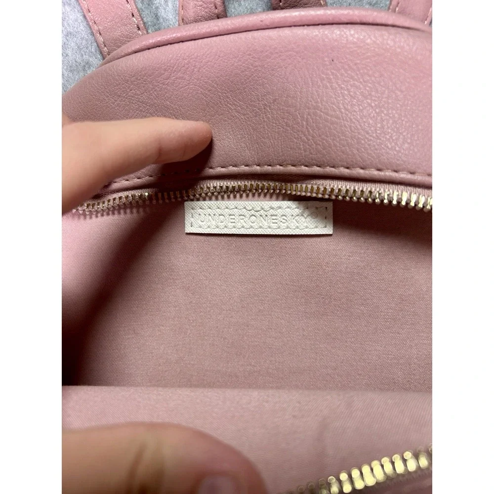 Under One Sky Pink Quilted Heart Mini Backpack Purse Zip, Adjustable Straps